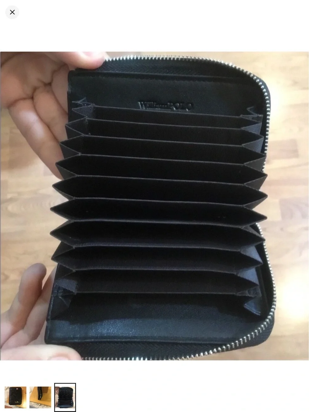 William POLO Black Zip Around Card Holder Wallet